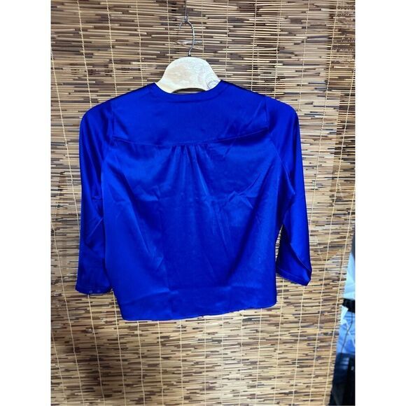 Lane Bryant Size 18 Silky feel Bright Blue Blouse - Picture 2 of 3